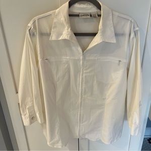 Chico’s white dress top with zippers
